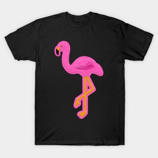 Pink Flamingo Felt Look with Stitching | Cherie's Art(c)2020 T-Shirt